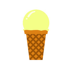 Vanilla Scooped Ice Cream Simple Flat Illustration