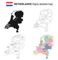 Netherlands - Isolated vector highly detailed political map with regions, provinces and capital. All elements are separated in editable layers.