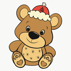 A cute little teddy bear in a Christmas hat