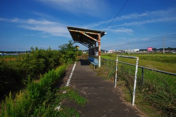廃駅のホームと藪