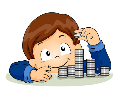 Kid Boy Coins Illustration