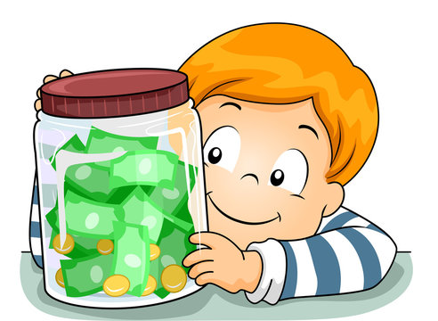 Kid Boy Jar Money Illustration