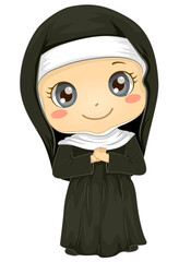 Kid Girl Nun Costume Illustration