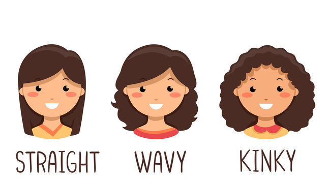 Kids Girls Hair Types Illustration