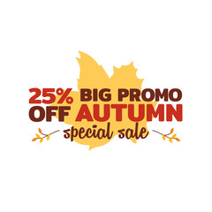 Thanksgiving Day Autumn or Fall Season with Dried Leaves Illustration Shopping Sale Promotion Logo, Badge, Banner, Sticker, Emblem, Icon