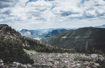 Clouds above the rocky ridge of the Rocky Mountains, Rocky Mountain National Park, Colorado, USA