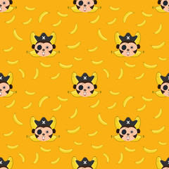 Obraz premium Seamless pattern Monkey and bananas