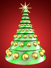 3d Christmas tree over red