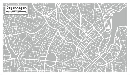 Fototapeta premium Mapa Kopenhagi w stylu retro. Ręcznie rysowane.