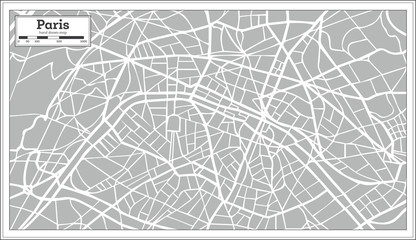 Naklejka premium Paris Map in Retro Style. Hand Drawn.