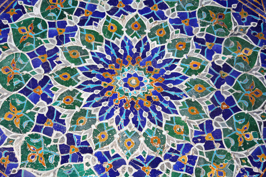 Registan pattern view in Samarkand, Uzbekistan