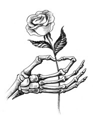 Skeleton Hand Rose stock photos and royalty-free images, vectors and