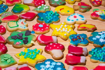 Fototapeta na wymiar Colorful Homemade Christmas cookies