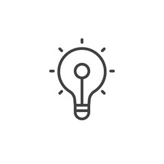 Fototapeta na wymiar Light bulb line icon, outline vector sign, linear style pictogram isolated on white. Idea symbol, logo illustration. Editable stroke