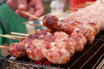 BBQ sausages street food