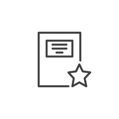 Business report with star line icon, outline vector sign, linear style pictogram isolated on white. Symbol, logo illustration. Editable stroke