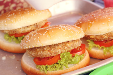 Hamburger pork at street food