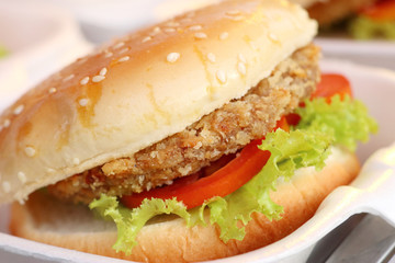 Hamburger pork at street food