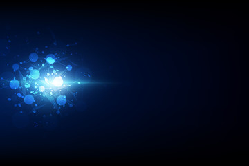 Abstract futuristic - Molecules technology with linear and polygonal pattern shapes on dark blue background. Illustration Vector design digital technology concept