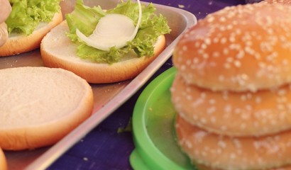 Hamburger pork at street food