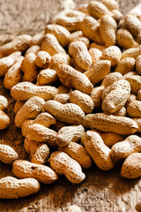 peanuts on wood background