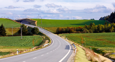 rural road in the autumn in countryside