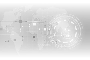 Abstract grey hi-tech futuristic background. Geometric technology vector design with gear