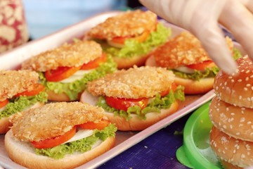 Hamburger pork at street food