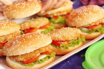 Hamburger pork at street food