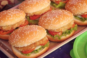 Hamburger pork at street food