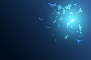 Abstract polygonal space low poly dark background with connecting dots and lines. Connection structure. 3d rendering