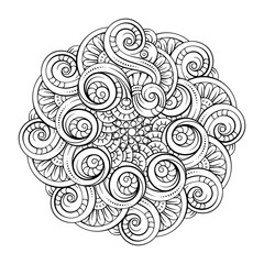 Vector abstract black and white mandala pattern.