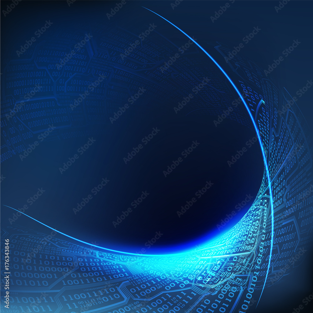 Poster abstract digital background with light lines, waves, the concept of virtual space of technologies of