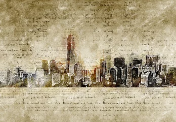  skyline of new york in modern and abstract vintage look © artefacti