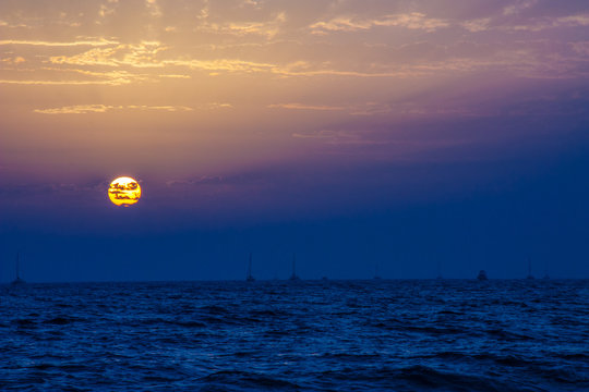 sunset in santorini greece