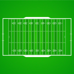 A realistic aerial view of an official American football field. Top view with marking, easily resizable. Template for a website, mobile application, presentation, corporate identity design