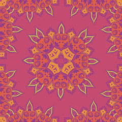 Naklejka premium Folk seamless pattern. Middle Asian style. Abstract tribal motifs. Pakistani carpet