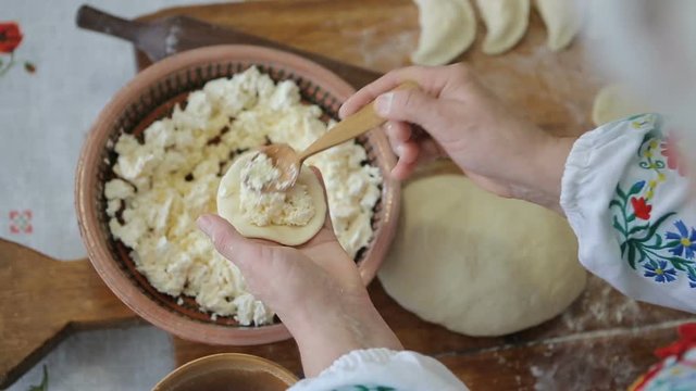 Cook making dumplings