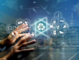 View of a Technology ecologic interface with icon displayed on a technology interface