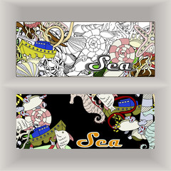 Cartoon colorful raster hand drawn doodles music corporate identity