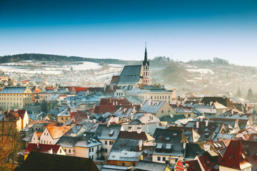 Cesky Krumlov in winter, Czech Republic, Europe