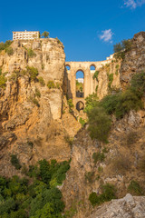 Fototapeta na wymiar View at the El Tajo gorge with bridge (Puente Nuevo)in Ronda ,Spain