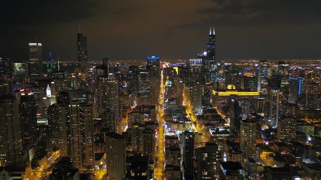 Aerial Illinois Chicago July 2017 Night 4K Inspire 2 