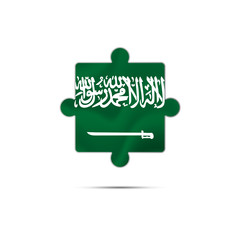 Isolated piece of puzzle with the Saudi Arabia flag. Vector illustration.