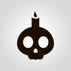 Skull and candle isolated flat vector icon