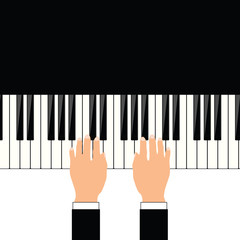 Fototapeta premium man hand on piano illustration