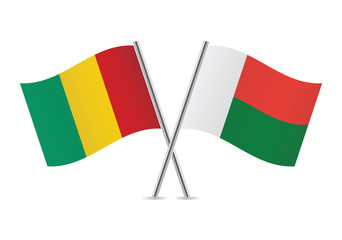 Guinea and Madagascar flags.Vector illustration.