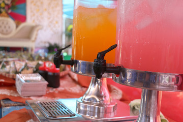 The fresh orange and guava drink