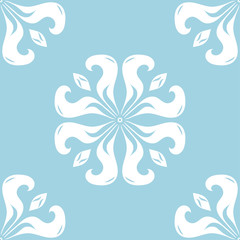 Blue and white floral ornament. Seamless pattern for textile and wallpapers
