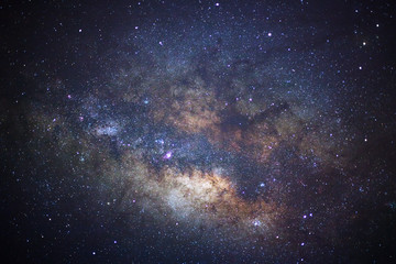 Close up of Milky way galaxy with stars and space dust in the universe, Long exposure photograph,...
